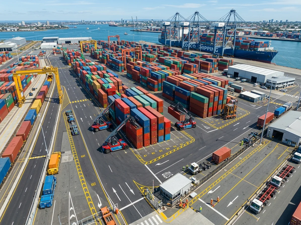 Operação de Pátio de Containers e Reach Stackers